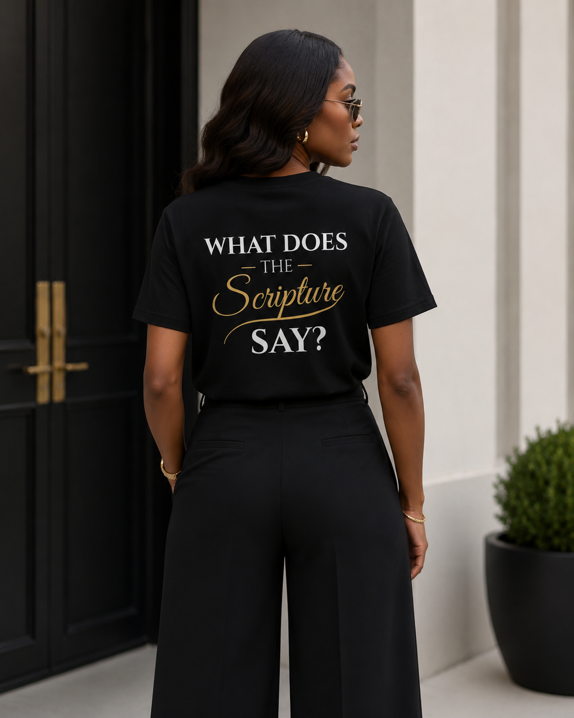 "What Does the Scripture Say?" Christian T-Shirt for Women | Faith-Based Graphic Tee | Organic Cotton Scripture Shirt